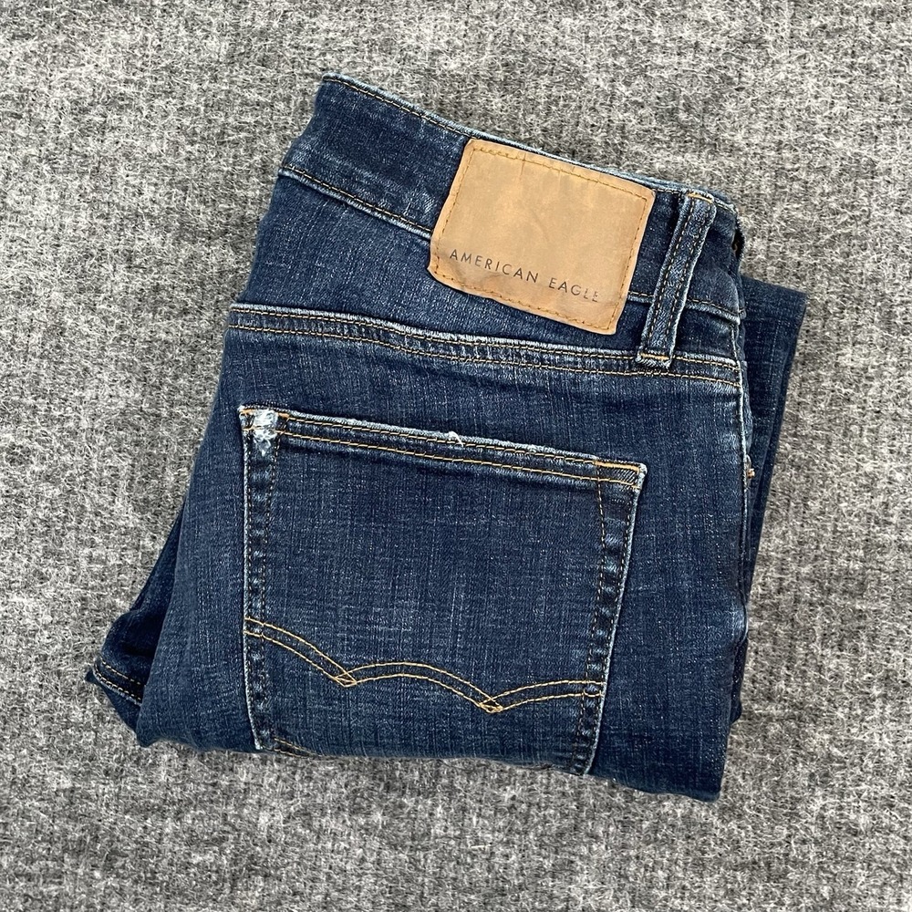 American Eagle Men's Size 30x30 Distressed Slim Straight Denim Jeans Stretch‎